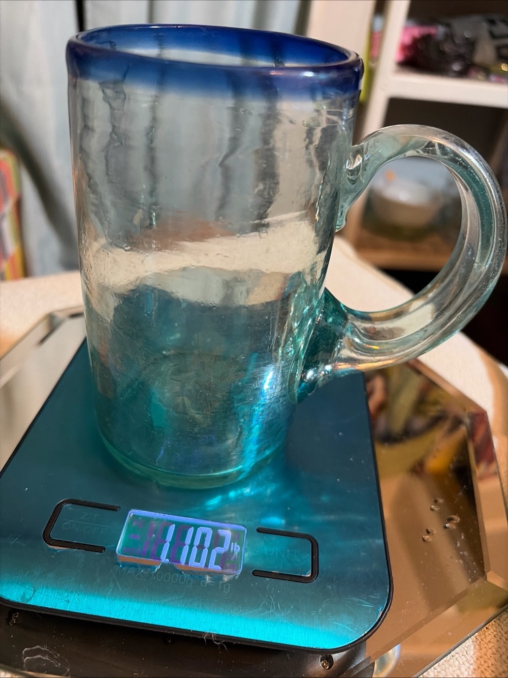 Vintage Blenko Glass 3750 Aqua Teal Blue Mini Pitcher Hand Blown Pontil 5.5"
